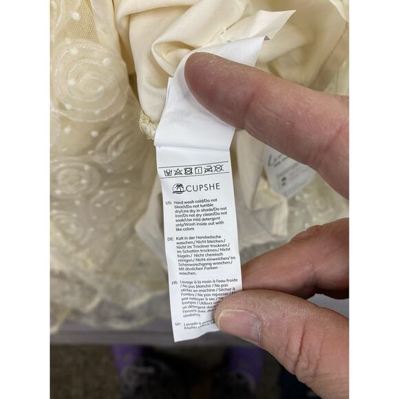 Cupshe Halter Dress Sz M Madison Ivory Lace Lined Open Back Beach Wedding NWT - Picture 11 of 13
